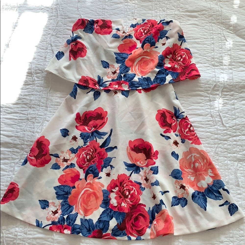 strapless floral dress